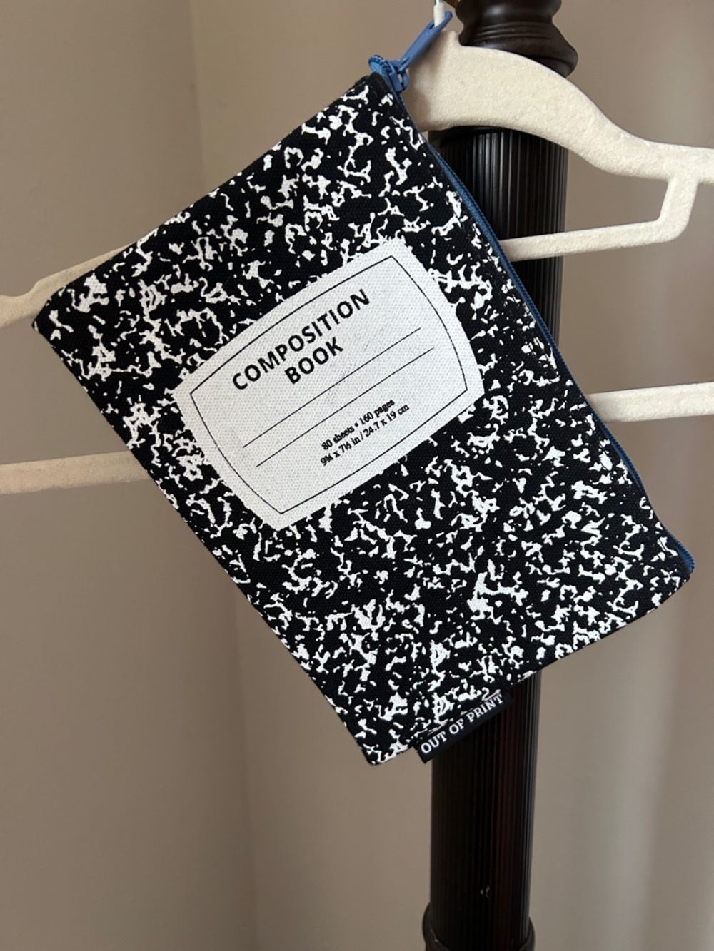Composition Book Print Zipper Pouch - Black & White like new